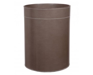 Elephant Grey Highshine Leather Waste Paper Basket