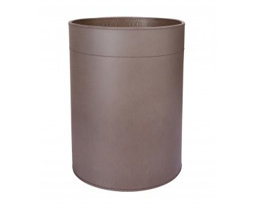 Elephant Grey Leather Waste Paper Basket