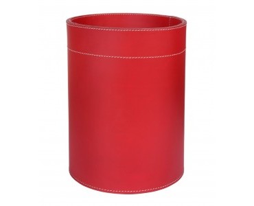 Red Leather Waste Paper Basket