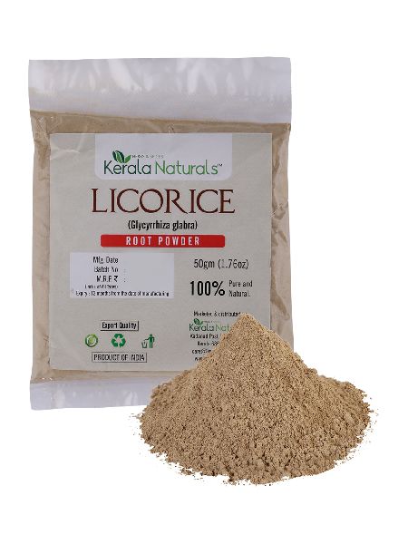 KERALA NATURALS LICORICE ROOT POWDER 50GM, for SKIN CARE, Packaging Type : PACKETS