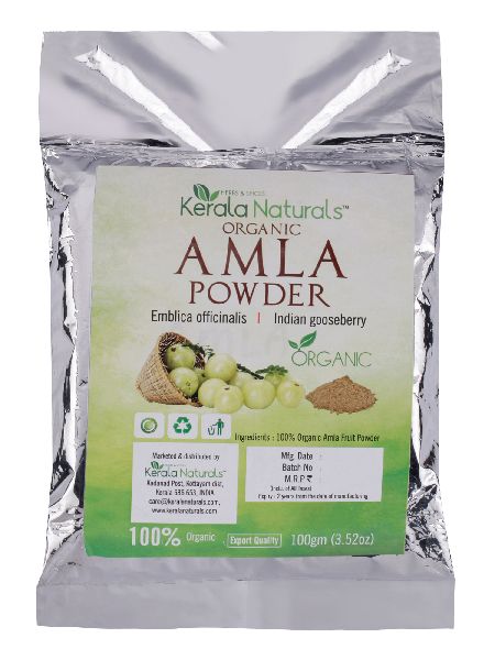 Kerala naturals organic amla powder 100gm, for Skin Products, Packaging Type : PACKETS