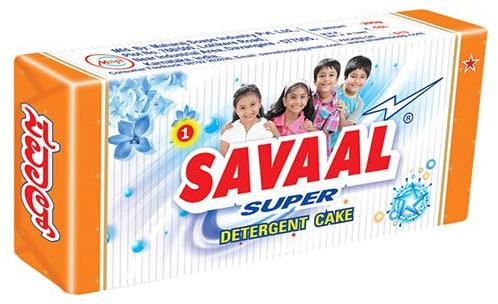 Rectangle Savaal Super Detergent Cake, for Cloth Washing, Form : Bar