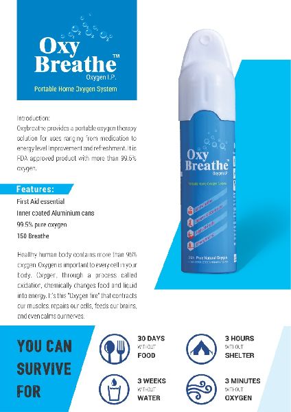 Portable Oxygen Can, for Personal, Purity : 99.5%