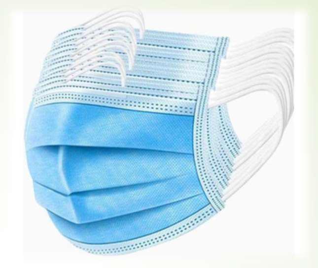 Non Woven 3 Ply Face Mask, for Clinical, Hospital, Laboratory, Rope material : Cotton, Polyester