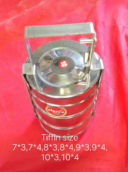 Polished Stainless Steel Tiffin Box, Shape : Round