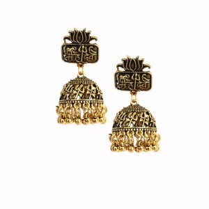 Adorable Ethnic Om Golden Earrings