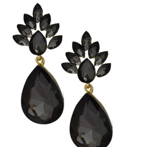 Amazing Black Floral Crystal Earrings, Packaging Type : Fabric Bag