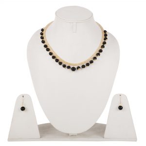 Black Beads Golden Choker Necklace