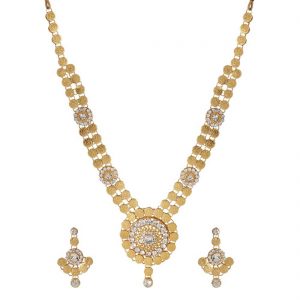 Coin Style Gold Long Necklace Set, Purity : 18crt