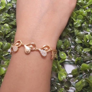 Heart Shaped Bracelet with Gold Plating  Gift for Girlfriend  Valentine  Day Gift  Lovebeat Bracelet by Blingvine