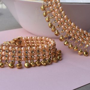 Golden Zircon Artifical Pearl Anklet, Occasion : Wedding Wear