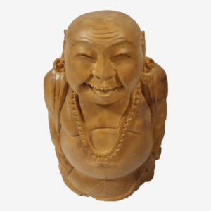 Polished Sandalwood Laughing Budha Idol, for Home, Office, Shops, Pattern : Plain