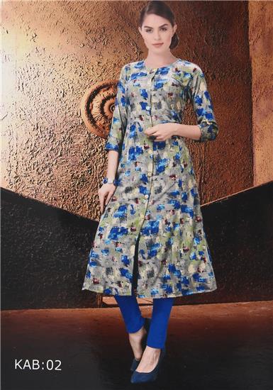 Blue Crepe Kurti