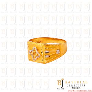 Polished GR1006 Mens Gold Ring, Main Stone : Diamond