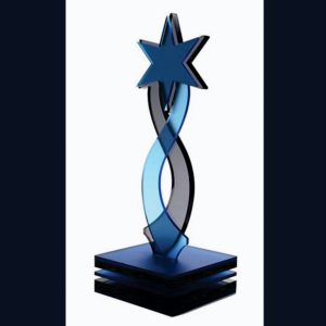 Blue Pentagon Star Acrylic Trophy