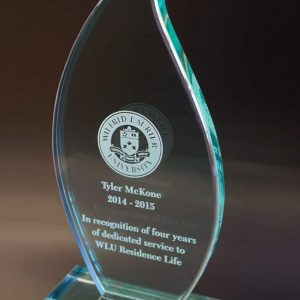 Elegant Leaf Styled Crystal Trophy, For Winning Award, Feature : Scratch Resistant, Unique Color