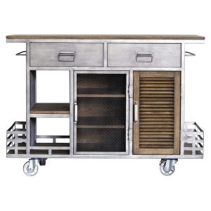 Rectangular Polished Wood Kitchen Trolley Cabinet, for Putting Utensils, Style : Modern