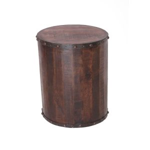 Mango Wood Round Drum Coffee Table, for Home, Office, Pattern : Plain