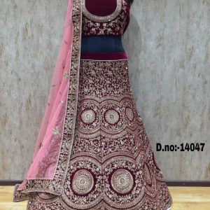 Georgette Embroidered Bridal Lehenga, Size : XL