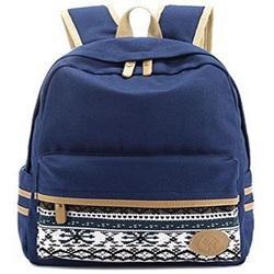 Printed Cotton Dark Blue School Bag, Size : Standard