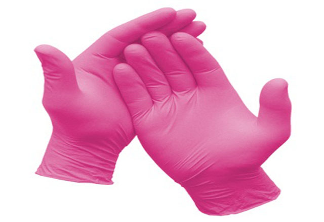 DM India Pink Nitrile Gloves, for Beauty Salon, Cleaning, Examination, Feature : Powder Free