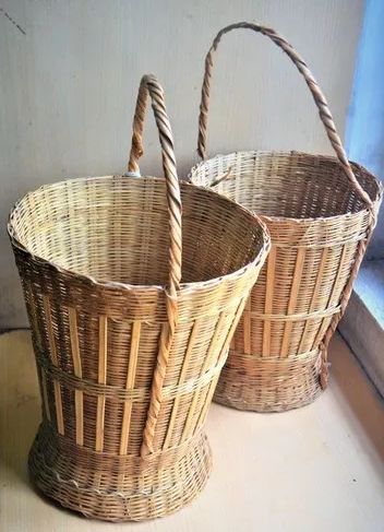 Bucket Type Bamboo Baskets, Technics : Hand Made