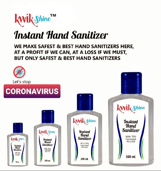 Kwik Shine hand sanitizer, Certificate : Ayur