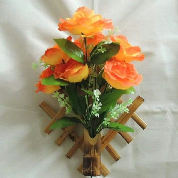 Bamboo Wall Hanging Flower Vase, for Decoration, Pattern : Printed