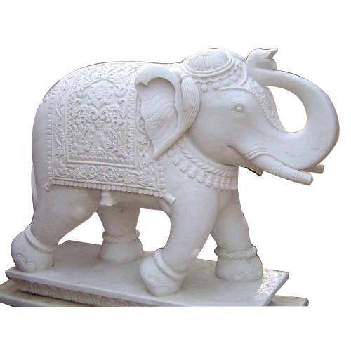 Marble Elephant Statue, Color : White