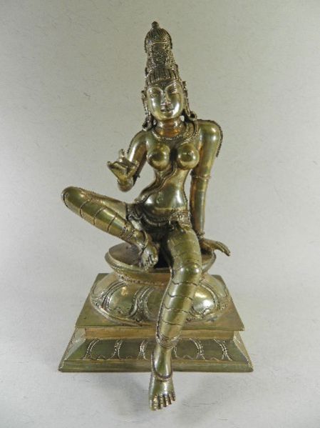 South Indian Bronze Goddess PARVATI Statue