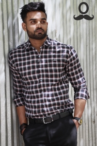 Cotton Black Casual Checks Shirt, Collar Type : Cutway