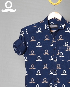 Blue Moustache Full Sleeves Shirt, Occasion : Casual Wear