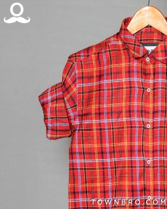 Red Casual Checks Shirt, Size : M, XL, XXL