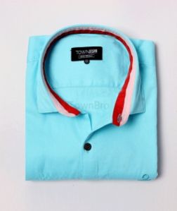 Sky Blue Code Plain Shirt, Occasion : Casual Wear