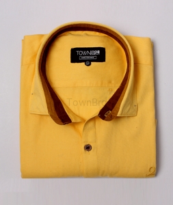 Printed Cotton Yellow Code Plain Shirt, Occasion : Casual Wear