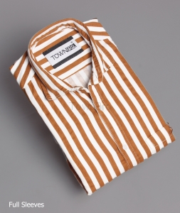 Yellow Full Sleeves Cotton Stripe Shirt, Occasion : Casual Wear