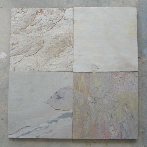 Square Bush Hammered Grinded Indian Autumn Slate Stone, for Flooring, Pattern : Plain