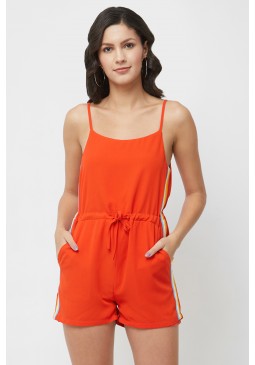 Sleeveless Playsuit With Side Tape