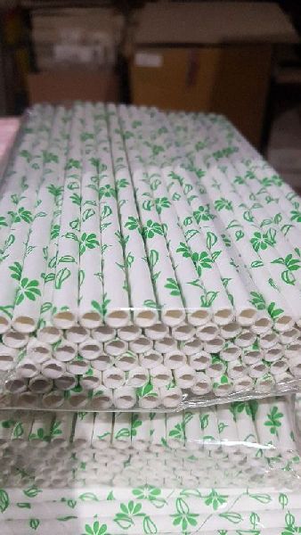 Flower & Leaf Printed Paper Straws
