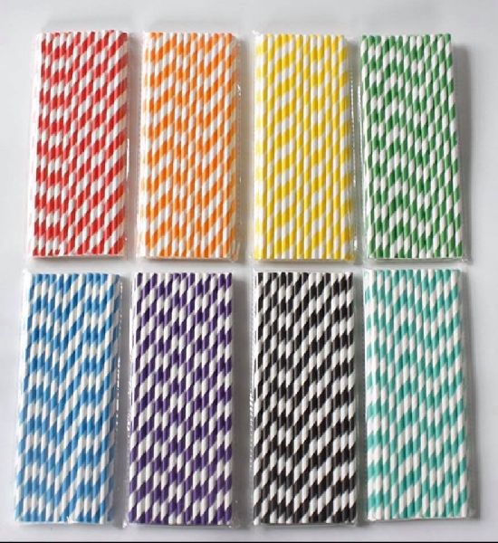 Striped Paper Straw, for Drinking, Feature : Biodegradable Environment Safe