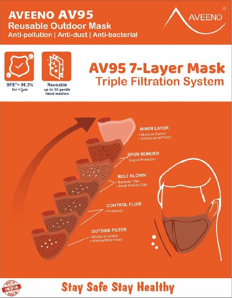 Cotton AV95 Outdoor Face Mask, for Pollution, Pattern : Plain