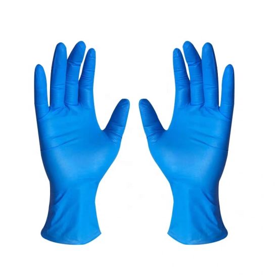 EN 455 Mid forearm Blue Nitrile Gloves, Size: 7 inches