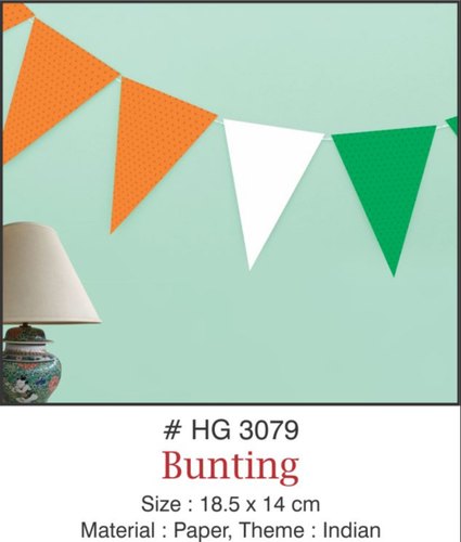 Triangle Paper Bunting Tiranga Flag, for Decoration, Feature : Eco-Friendly