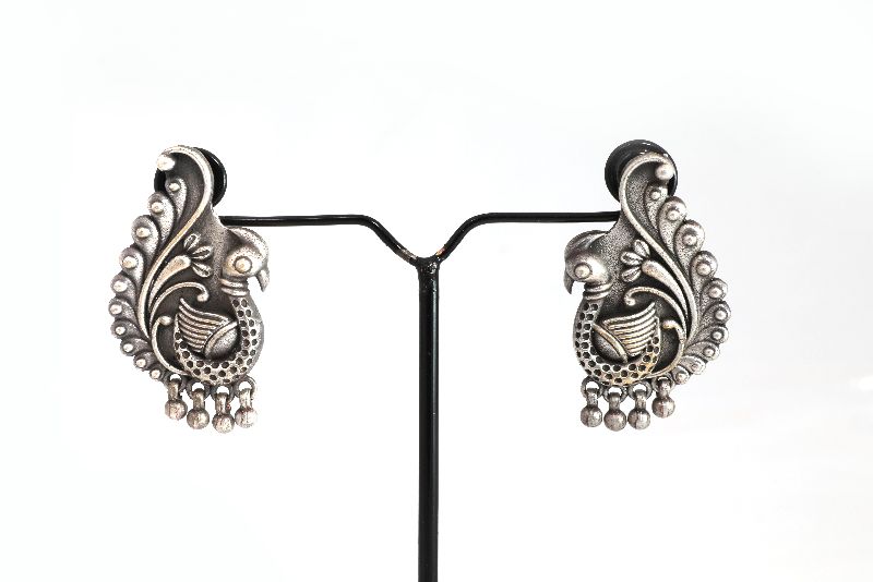 Buy Priyaasi Oxidised Silver Plated Peacock Shaped Jhumkas  Earrings for  Women 6415184  Myntra