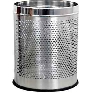 Round Pedal Stainless Steel Perforated Dustbin, for Outdoor Trash, Refuse Collection, Size : 12x16