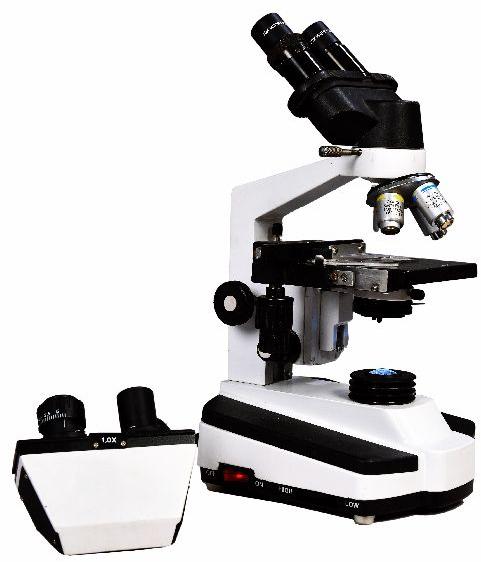 White Battery Binocular Research Microscope, for Science Lab, Size : 200mmx250mm