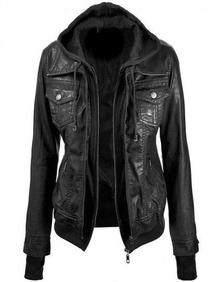 Womens Black Double Layered Jacket, Size : XL