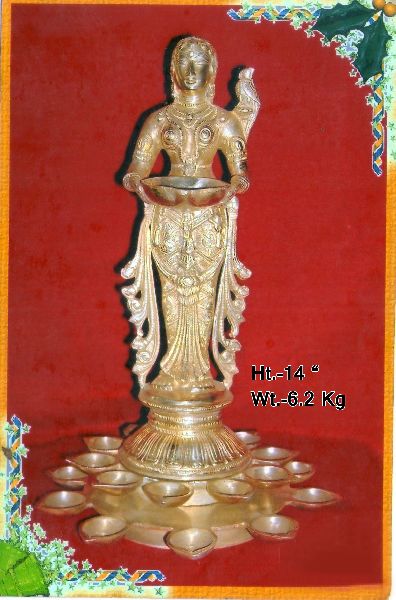 Polished Brass Deep Lakshmi Statue, for Home, Office, Temple, Feature : Rust Proof