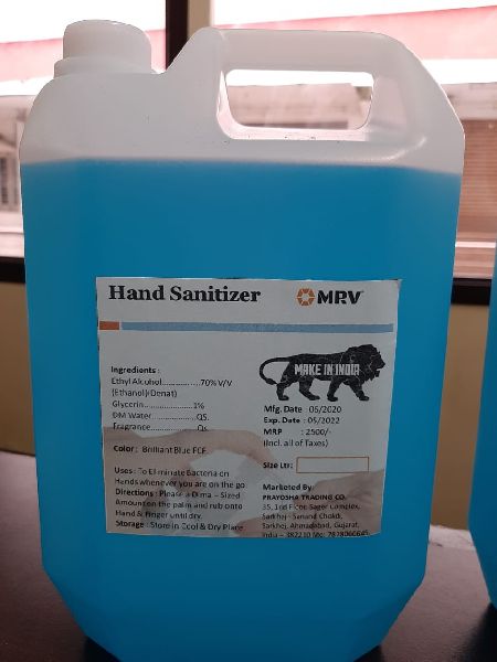 MRV hand sanitizer, Packaging Size : 5ltr