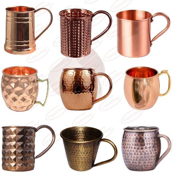 Round Polished Copper Moscow Mule Mugs, for Drinkware, Style : Antique